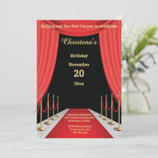 Red Carpet Movie Theme Birthday Invitation