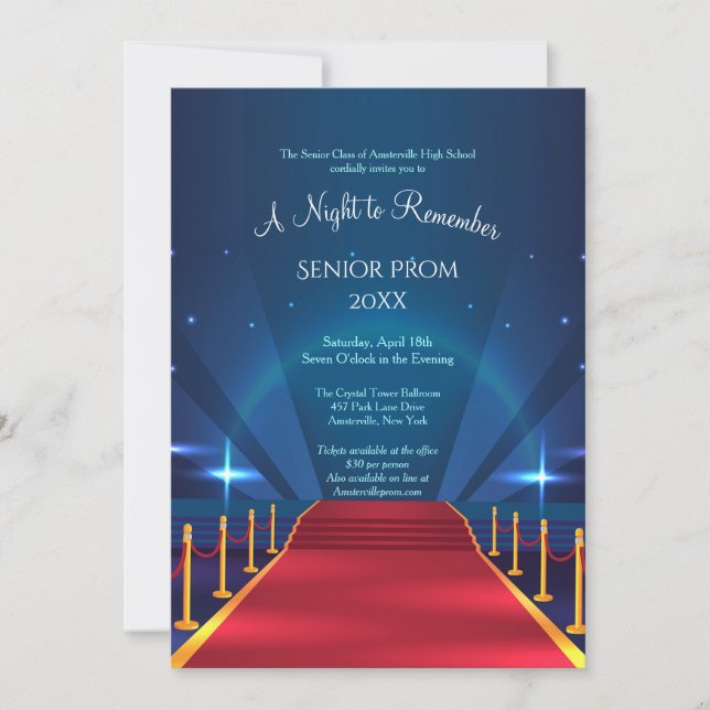 Red Carpet Prom Invitations (Front)