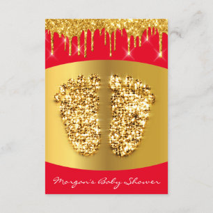 Red Carpet Royal Baby Shower Feet Girl Boy Gold Invitation