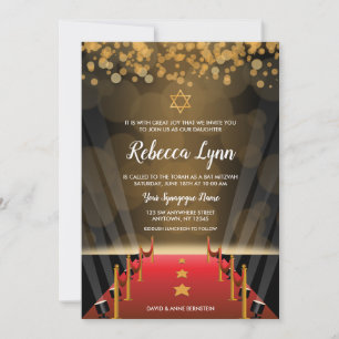 Red Carpet Star Hollywood Bat Mitzvah Invitations