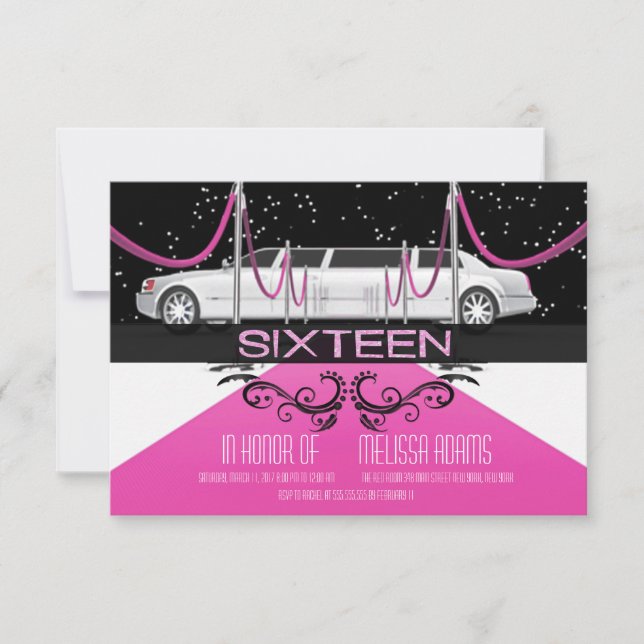 Red Carpet Sweet 16 Party Invitations (Front)