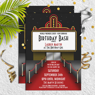 Red Carpet Theatre Birthday Party Invitation