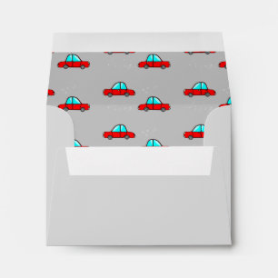 Red cars on grey envelope