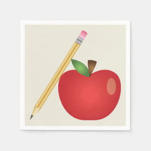Red Cartoon Apple And Yellow Pencil Napkin