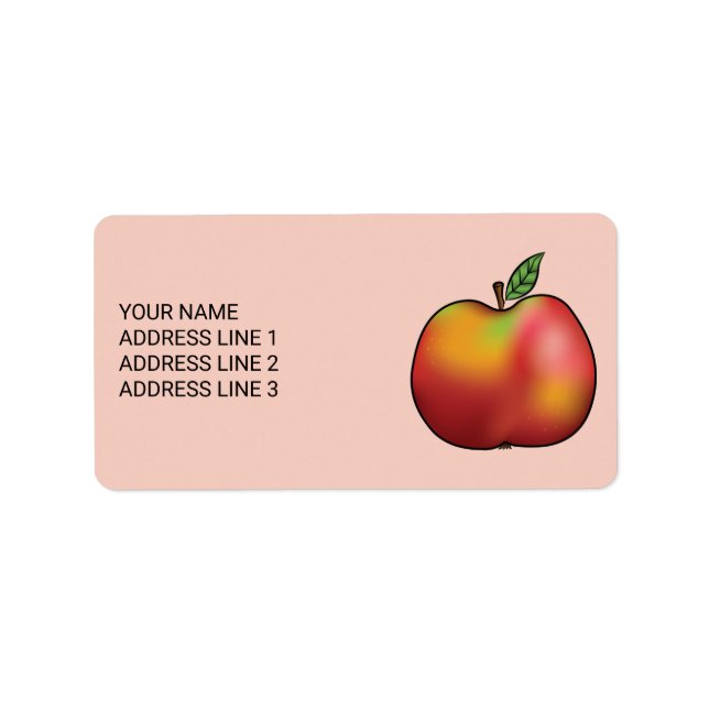 Red Cartoon Apple On Pink With Custom Text Label (Front)