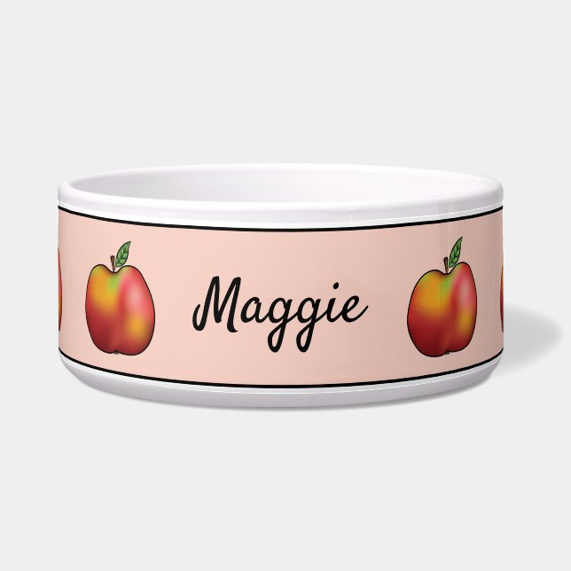 Red Cartoon Apples On Pink And Pet's Name (Front)