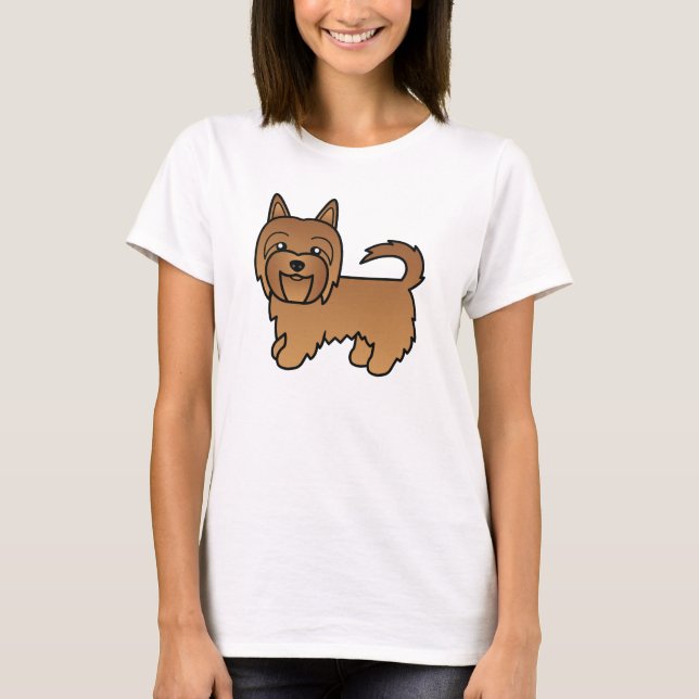Red Cartoon Australian Terrier T-Shirt (Front)