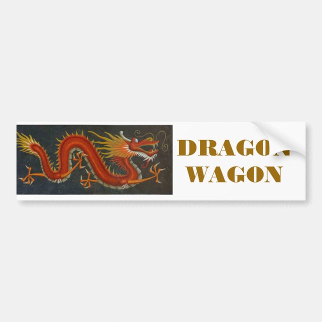 RED CARTOON DRAGON BUMPER STICKER (Front)
