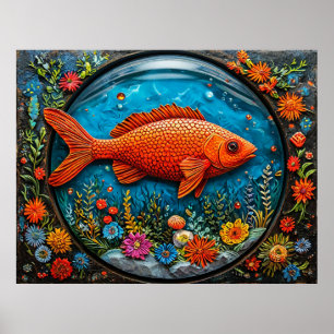 🐟 Red Cartoon Fish Wall Decor Gift For Kids 🎁