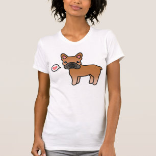 Red Cartoon French Bulldog Love T-Shirt
