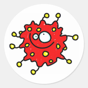 Red Cartoon Germ Classic Round Sticker