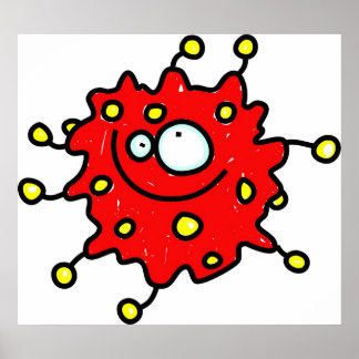 Red Cartoon Germ Poster