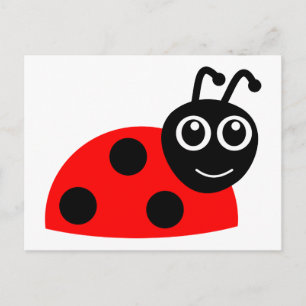 Red cartoon ladybug postcard