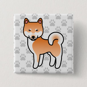 Red Cartoon Shiba Inu 15 Cm Square Badge
