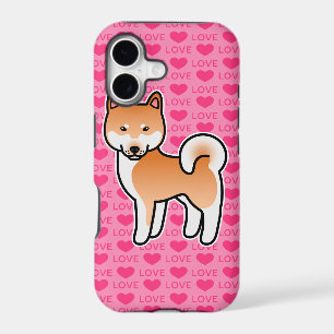 Red Cartoon Shiba Inu Love