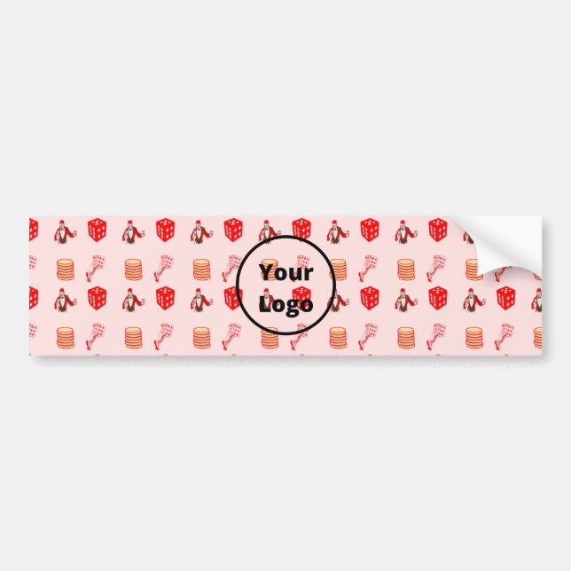 Red casino business pattern bumper sticker (Front)