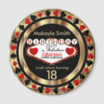 Red Casino Poker Chip Birthday Magnet<br><div class="desc">Red Casino Poker Chip Birthday Magnet ready for you to personalise. 📌If you need further customisation, please click the "Click to Customise further" or "Customise or Edit Design" button and use our design tool to resize, rotate, change text colour, add text and so much more. ⭐This Product is 100% Customisable....</div>