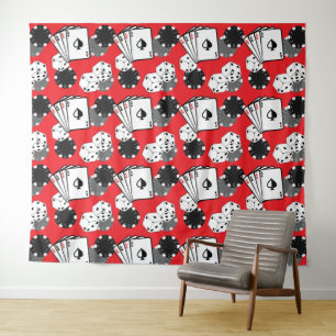 Red Casino Poker Large Tapestry Backdrop