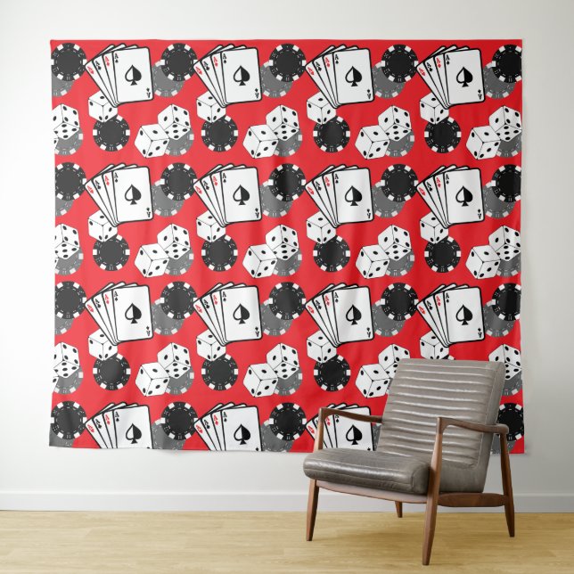Red Casino Poker Large Tapestry Backdrop (In Situ (Horizontal))