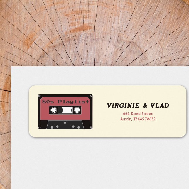 Red Cassette Tape Return address label (Red Cassette Tape Return address label)