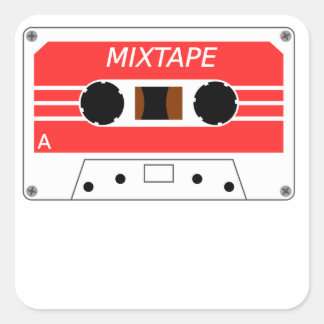 Red Cassette Tape Square Sticker