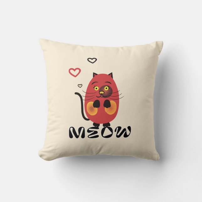Red cat cushion (Front)