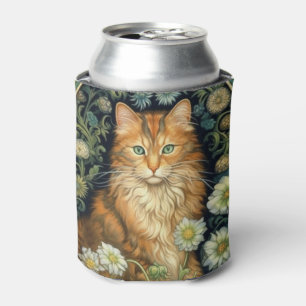 Red cat in the garden art nouveau can cooler