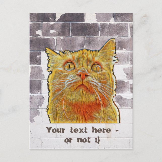 Red Cat in Trouble. Postcard (Front)