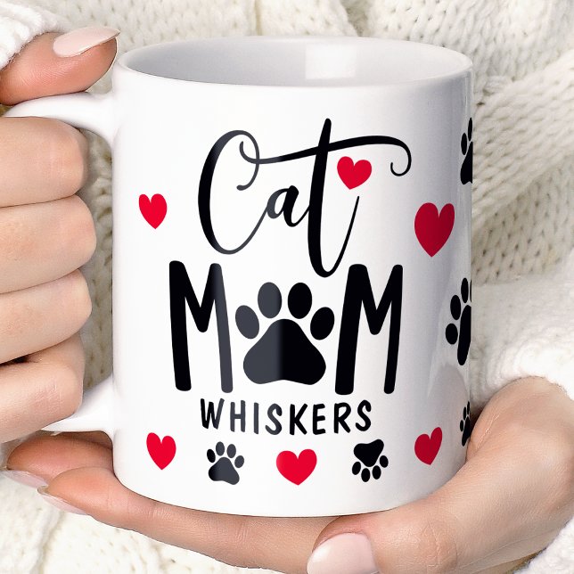 Red Cat Mum Pawprint Personalised Pet Photo  Coffee Mug (Creator Uploaded)