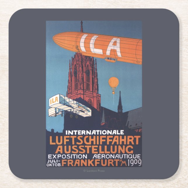 Red Cathedral - 1st Aeronautical Exposition Square Paper Coaster (Front)