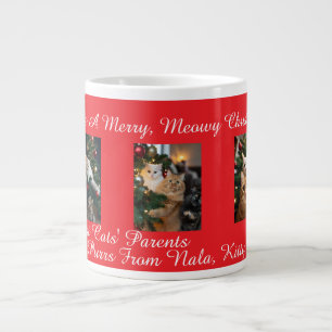 Red Cats Christmas, Image And Text, Customize,  Large Coffee Mug