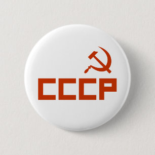 Red CCCP Hammer and Sickle 6 Cm Round Badge