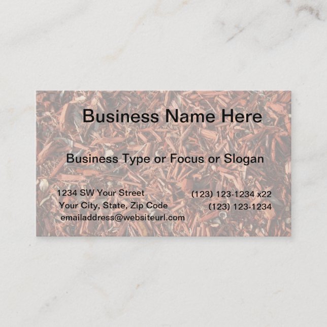 Red cedar mulch with debris business card (Front)
