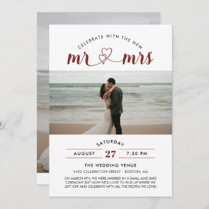 Red Celebrate With The New Mr & Mrs Photo Wedding Invitation
