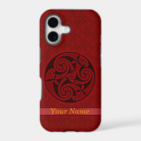 Red Celtic Art Spiral Design on a Key Pattern iPod