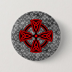 Red Celtic Cross Distressed Background 6 Cm Round Badge
