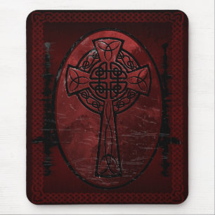 Red Celtic Cross Mouse Mat