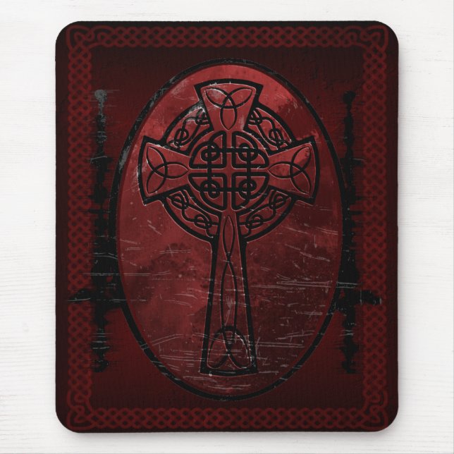 Red Celtic Cross Mouse Mat (Front)