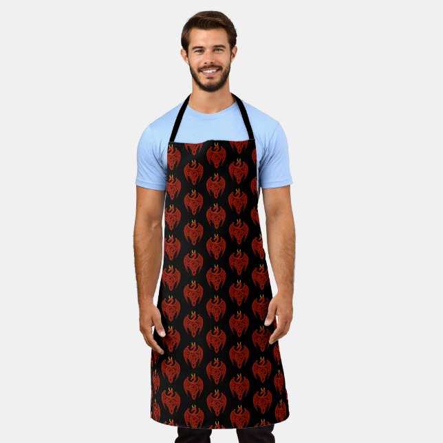 Red Celtic Dragon Apron (Worn)