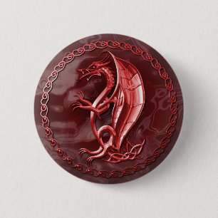 Red Celtic Dragon Button
