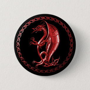 Red Celtic Dragon Button