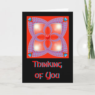 Red Celtic Heart Fractal Pattern Thinking of You Card