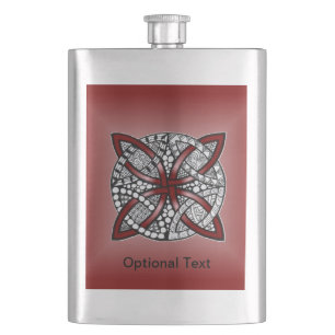 Red Celtic Knot Doodle Hip Flask