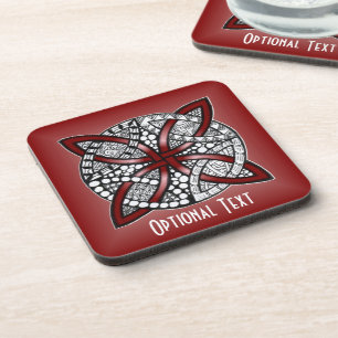 Red Celtic Knot Original Art Coaster