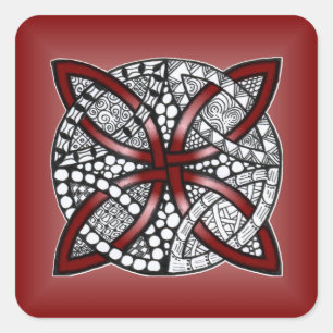Red Celtic Knot Original Art Square Sticker