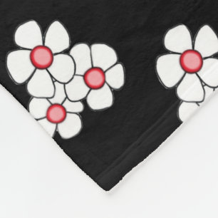 Red Centred Daisy Fleece Blanket