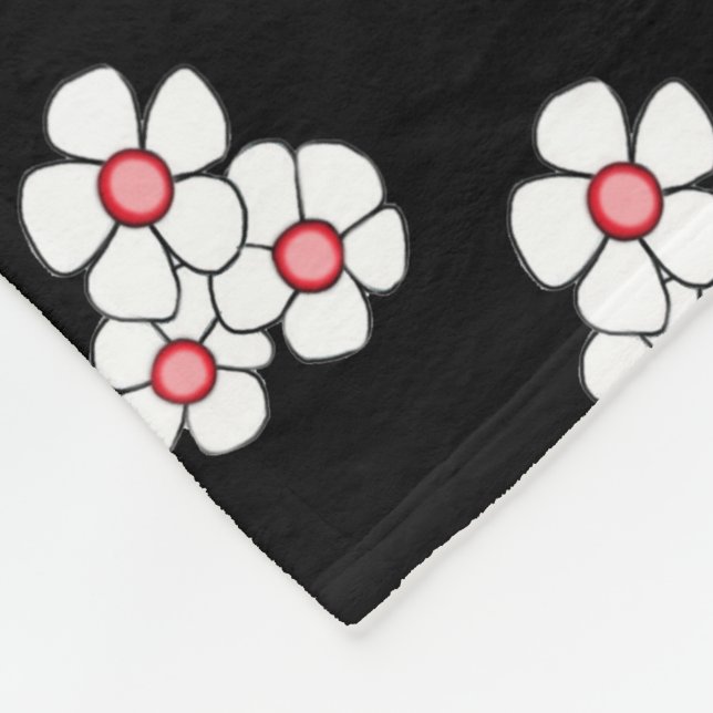Red Centred Daisy Fleece Blanket (Corner)