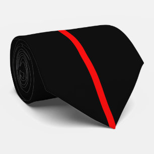 Red Centred Thin Vertical Line on Black Tie