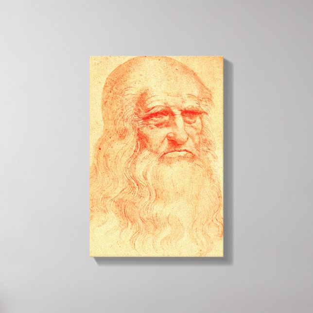 Red chalk self portrait of Leonardo da Vinci Canvas Print (Front)