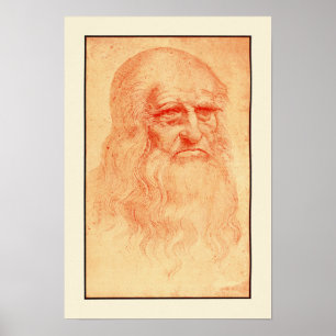 Red chalk self portrait of Leonardo da Vinci Poster
